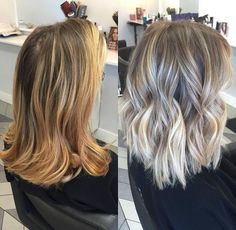 Cool Blonde And Brown Balayage, Tipped Out Balayage, Ombre Hair Color For Graying Hair, Reverse Blonde Balayage Short Hair, Ash Blonde Shadow Root Balayage, Ash Blonde Winter Hair, Medium Hair Balayage Blonde, Ash Blonde Hair Bob, Ash Blonde Hair With Bangs