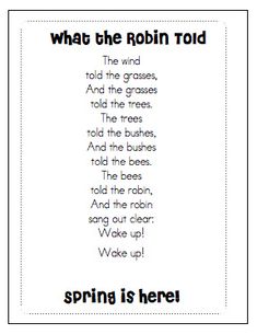 a poem that is written in black and white with the words,'what the robin told