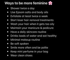 Feminine, femininity, ways to be feminine, girly, glow up, glow up tips, ways to glow up 2024, how to be that girl, girl tips, girl tips i wish i knew sooner, skincare, routine, minimal makeup, bodycare, woman hood, How To Be Soft Feminine, Feminine Tips Beauty, Women Glow Up, How To Become Prettier Naturally, How To Be Hyper Feminine, How To Be A Girly Girl Tips, Feminine Health Tips, Feminine Glow Up, Ways To Be Feminine