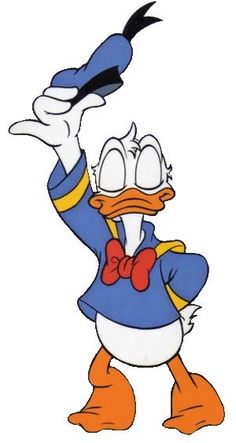 the cartoon donald duck is waving at something