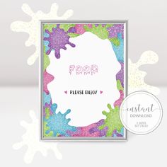 a photo frame with paint splattered on it