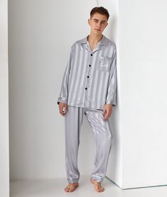 Custom Groom Satin Pajamas, Stripe Mr. Pajamas, Silk Personalized Men's Pajamas, Satin customized pajamas, Bachelor party pjs, best men- L+L 🌟About🌟     Satin is a popular fabric for pajamas because it feels soft and silky against the skin. It also has a luxurious sheen that can add an elegant touch to your sleepwear.     Satin pajamas for Men's come in a variety of colors and patterns to suit your taste. All Pajamas can be personalized with your initials or a special message. Groom satin paja Mens Night Suit, Pajama Party Outfit, Pajamas Satin, Pajamas Silk, Party Outfit Men, Men's Pajamas, Luxury Pajamas, Pajama Fashion, Adult Pajamas