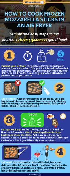 how to cook frozen mozzarella sticks in an air fryer info graphic design