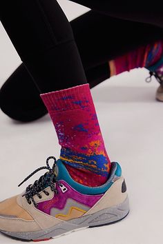 The perfect blend of fun and functional, these wear-anywhere socks add a fashionable touch to absolutely any activewear ‘fit. **Features:** Crew style, ribbed top hem, splatter detailing, soft stretch fabrication, contrast toe and heel **Why We ❤ It:** The true definition of an effortless essential, these super versatile socks are perfect to take you from the trail to simply chilling at home. | Splatter Surge Hike Socks by FP Movement at Free People, Berry Combo Trendy Sports Socks For Spring, Sporty Multicolor Socks For Winter, Trendy Stretch Sports Socks, Sporty Multicolor Winter Socks, Sporty Winter Socks For Streetwear, Trendy Stretch Socks For Sports, Sporty Spring Streetwear Socks, Sporty Stretch Socks For Fall, Short One Piece