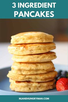 three ingredient pancakes stacked on top of each other