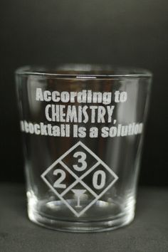 a shot glass with the words according to chemicality, blockabi is a solution