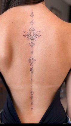 the back of a woman's body with tattoos on her upper and lower back