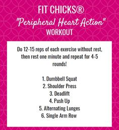 a pink poster with the instructions for how to do a heart action workout on it