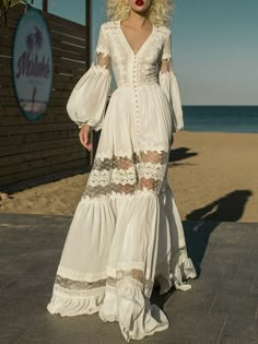 Sukienki Maksi, Stile Boho Chic, Fashion Group, White Maxi, Patchwork Dress, Wedding Dress Long Sleeve, Boho Wedding Dress, White Maxi Dresses, Look Fashion