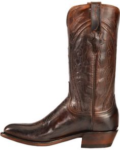 Lucchese Men's Clint Heirloom Mad Dog Western Boots, Peanut Brittle, hi-res Distressed Brown Leather Boots For Western-themed Events, Distressed Brown Leather Boots For Western Events, Classic Distressed Brown Boots For Ranch, Western Boots With Bridle Leather And Round Toe, Western Bridle Leather Boots With Round Toe, Western Moto Boots With Leather Lining And Moc Toe, Western Boots With Leather Sole In Distressed Brown, Western Style Distressed Brown Boots With Leather Sole, Rugged Boots With Leather Sole For Western-themed Events