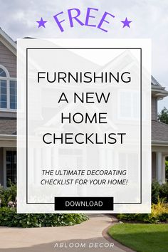 Furnishing a New Home Checklist Dream House Checklist, Setting Up A New Home, What To Buy For A New House, New House List, First Time Home Owner Essentials, New Home Checklist Essentials, New Home Essentials List, Furnishing A New Home Checklist