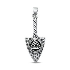 Sterling Silver Valknut Arrowhead Pendant Oxidized Viking Charm 925 New Jewelry Female Unisex All our silver jewelry is crafted from .925 silver also commonly referred to as sterling silver. Sterling silver is the standard for beautiful high-quality silver jewelry and cannot be replicated by lower priced silver plated jewelry. It is 92.5% pure silver, mixed with alloys to add strength and durability to stand the test of time. Keep your fine jewelry shiny and elegant by storing it properly. Jewelry needs to be stored in a dry area, preferably away from air in a jewelry box or plastic bag. Avoid exposure to harsh chemicals. Use a polishing cloth to remove tarnish build-up over time. Size: One Size.  Age Group: adult. Square Diamond Studs, Celtic Knot Necklace, Irish Jewelry, Silver Plated Jewelry, Sterling Silver Charm, Chains Jewelry, Pure Silver, Silver Charms, Pendant Jewelry