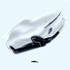 an artistic rendering of a futuristic car in white and black