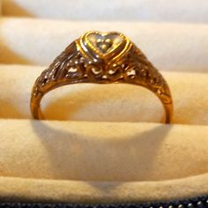 Beautiful Detail. 10k Vintage Heart Ring, 7 Rings, Vintage Heart, Womens Jewelry Rings, Heart Ring, Yellow Gold, Size 7, Women Jewelry, Ring