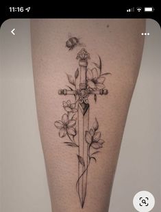 Dark Feminine Tattoo Aesthetic, Dagar Tattoo, Sward Flower Tattoo, Acotar Dagger Tattoo, Dagger With Vines Tattoo, Knife With Rose Tattoo, Dagger Sternum Tattoo Women, Fine Line Dagger Tattoo, Dainty Dagger Tattoo