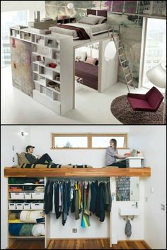 there are two pictures of the same room in this house, and one has a loft bed