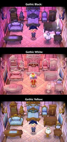 two different views of the same room in animal crossing