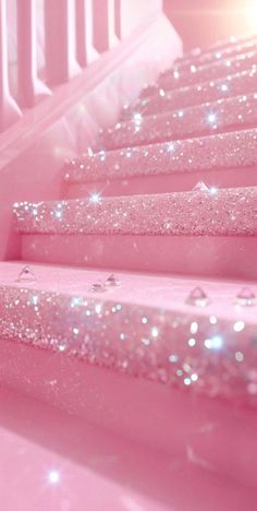 the stairs are covered in sparkling pink glitter