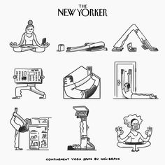 the new yorker's logo is shown in this black and white drawing, which includes