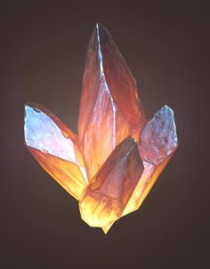 three crystal rocks sitting on top of each other in front of a black background,