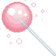 a pink lollipop with a needle sticking out of it