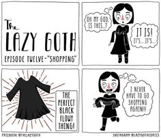 the lazy goth comic strip with two women talking to each other and one is wearing a black