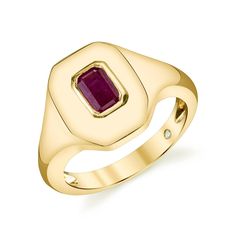 NEW MODERN COLLECTION: The SHAY Ruby Baguette Pinky Ring. Details: 18K Gold: 4.6gr Gemstones: .4cts Standard Size: 3.5 US / 45.5 EU Available in Rose Gold and Yellow Gold Available gemstones in Ruby, Emerald & Sapphires Product Number: SR52 Not sure of sizing? See our chart HERE. Please contact us to further customize the size or gemstone or LIVE CHAT with one of our team now. All of our stones are natural and untreated which may result in slight variances in color, shape, and size resulting Ruby Signet Ring For Formal Occasions, Fine Jewelry Ruby Signet Ring For Formal Occasions, Ruby Signet Ring Fine Jewelry For Formal Events, Formal Ruby Signet Ring In Fine Jewelry Style, Luxury Ruby Ring With Baguette Cut, Elegant Ruby Ring With Baguette Diamonds In Yellow Gold, Elegant Yellow Gold Ruby Ring With Baguette Diamonds, Luxury Ruby Baguette Cut Ring, Luxury Baguette-cut Ruby Ring In Yellow Gold