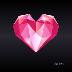 a pink heart shaped object on a black background