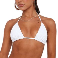 White Fox Boutique St. Lucia Bikini Top ***Top Only New With Tags White Halter Top For Vacation, White Triangle Halter Top For Pool, Ruched Swimwear With Triangle Top For Beach Party, White Summer Halter Top For Vacation, White Halter Top For Sunbathing, White Ruched Swimwear For Beach Season, Summer Ruched Halter Top For Beach, White Halter Top For Pool And Beach Season, White Triangle Halter Top For Beach Party