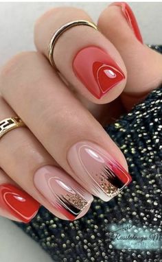 Red Gel Nails, Her Nails, Pretty Nail Art Designs, Elegant Nails, Classy Nails, Fancy Nails, Chic Nails, Nail Polishes, Best Acrylic Nails