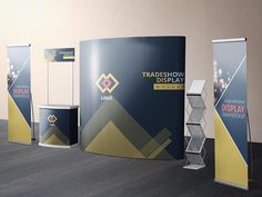 a trade show display with various displays