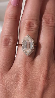 Gem Stone Engagement Rings, Edgy Engagement Ring, Engagement Ring Trends, Dream Wedding Ring, Hexagon Diamond, Ring Trends