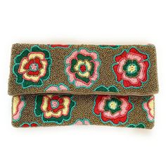 "This beautiful clutch is a must have for the upcoming warmer weather! Made using colored beads. It can be use as a clutch or crossbody bag. Removable chain strap Magnetic closure One inside slip pocket Canvas lining Dimension: 10\" wide x 6\" tall Great for Personalized Gifts, Bridal Shower Gifts, Birthday Gifts, Mother's Day gifts, Gift for Her, Bride to be Gift, Engagement Gift." Bridal Accessories Earrings, Summer Clutch Bag, Seed Bead Purse, Summer Clutch, Beaded Clutch Purse, Woven Headband, Bridal Handbags, Floral Clutches, Party Clutch