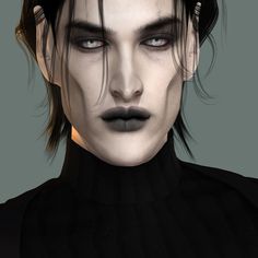 a man with dark hair and black makeup