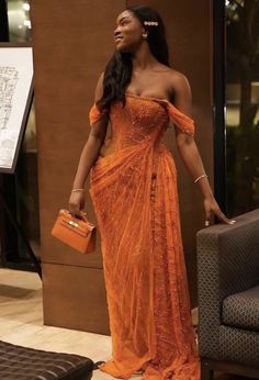 Off The Shoulder Prom Dresses, Nigerian Traditional Dresses, Prom Dresses Off The Shoulder, Orange Prom Dresses, Nigerian Dress, Nigerian Lace Styles Dress, Nigerian Lace Styles, African Prom Dresses, Prom Dresses Black