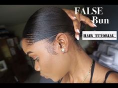 How to apply fake bun with jumbo braiding hair - YouTube Buns With Braiding Hair Weave, How To Put Short Hair In A Ponytail, Added Ponytail Natural Hair, Sleek Bun On Natural Hair, African American Bun Hairstyles, Sleek Low Bun Tutorial Short Hair, Quick Ponytail With Braiding Hair, Diy Sleek Bun