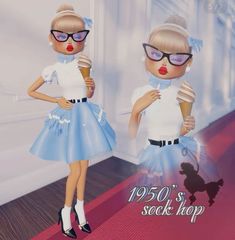 dti #dresstoimpress Bunny Halloween Makeup, 1950 Dress, Vip Dress, 1950s Fashion Dresses, Sock Hop, Baddie Outfits Ideas, Iconic Dresses