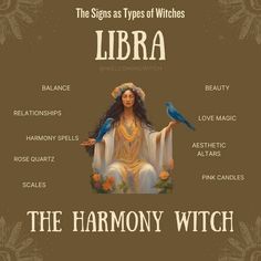 the signs as types of witches libra, harmony, love spells, and more