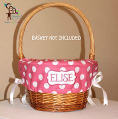 a basket that has been decorated with polka dots and the word else is on it