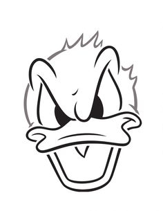 an angry duck face drawn in black and white