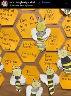 bees and honeycombs with words written on them