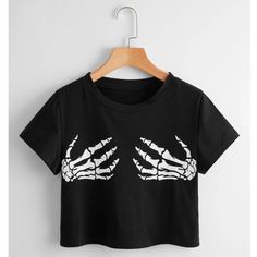 Skeleton Graphic Crop Tee. New. Sexy Halloween. Punk Style Black Top For Halloween, Black Stretch Crop Top For Halloween, Halloween Punk Stretch Tops, Fitted Trendy T-shirt With Skull Print, Black Punk Crop Top For Halloween, Halloween Punk Black Crop Top, Black Stretch T-shirt For Halloween, Black Stretch Tops For Halloween, Black Stretch Halloween Tops