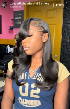 Hairstyle Mid Length, Hair Styles Side Part, Hair Quick Weave, Side Part Hairstyle, Edges Laid, Straight Natural Hair, Feed In Braids Ponytail, Hair Edges