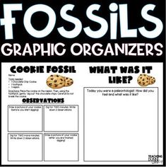 a poster with the words fossils and cookies on it