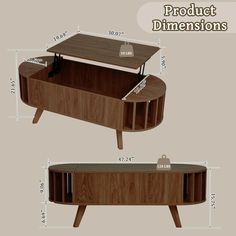 an image of a coffee table with measurements