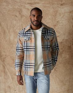 Thick, structured, and warm, without the stiff feel of crisp twill - the Legend Jacket is a wool men's jacket that's perfectly warm and insulating on those unbearably cold days. Wear it over a t-shirt as an extra-thick button up, or wear it as a jacket over your favorite sweater. The heavy wool texture makes for a classic look, with a broken in feel that has "new favorite jacket" written all over it. Mens Plaid Shirt, Wool Texture, Wool Textures, Henley Sweater, Mens Plaid, Favorite Sweater, Fall Shopping, Overall Dress, Cold Day