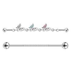 PRICES MAY VARY. PACKAGE INCLUDE: one order industrial chain piercing set including 2pcs 16G industrial piercing, mix styles stainless steel industrial bar jewelry could give you multiple styles. SIZE: gauge size: 16G(1.2mm), industrial chain length: 38mm/56mm. The right length for your ears. these silver industrial piercing jewelry suitable for women and men. MATERIAL: these surgical steel industrial bar made of 316L Surgical Steel. Nickel-Free, Hypoallergenic and Lead-Free. High quality polish Cute Industrial Piercing, Chain Industrial, Chain Piercing, Industrial Bar Piercing, Piercing Chain, Bar Piercing, Jewellery Chain, Industrial Earrings, Industrial Piercing Jewelry