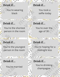 the words drink if you're wearing black and white are in different font styles