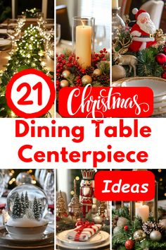 christmas dining table centerpieces with candles and decorations