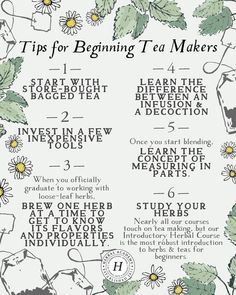 a poster with instructions on how to use the tea maker's tips for beginners